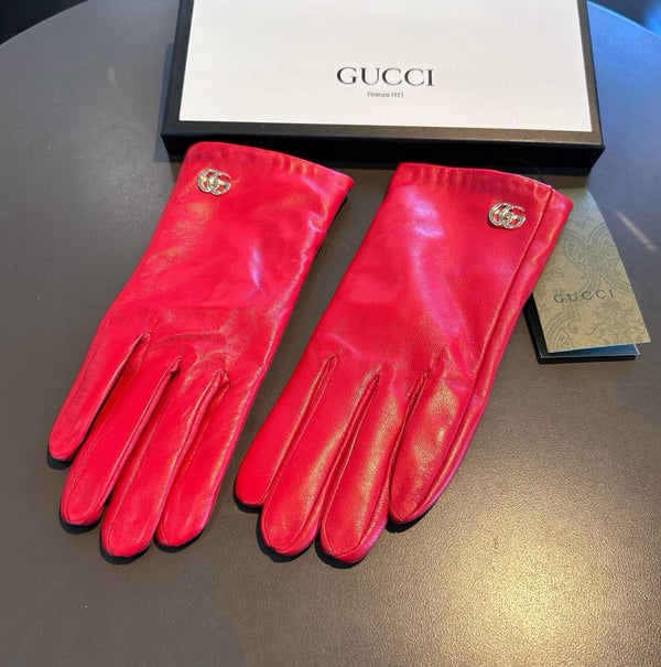 TOUCHSCREEN GLOVES IN RED LAMBSKIN AND SHEARLING LINING 463862