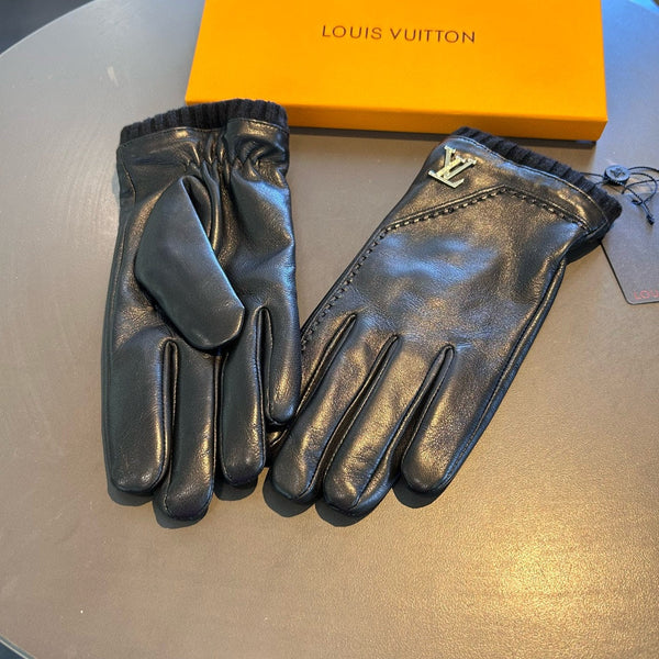 GLOVES IN BLACK LAMBSKIN WITH GOLD LOGO 465009