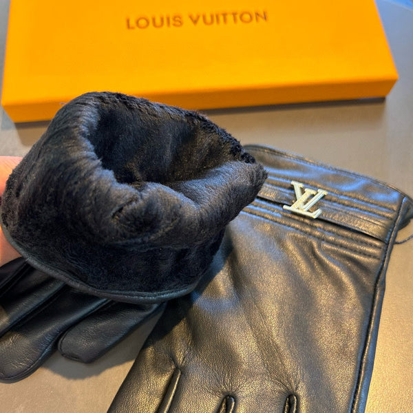 GLOVES IN BLACK LAMBSKIN WITH GOLD LOGO 465010