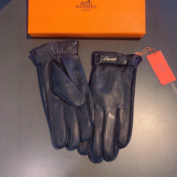 GLOVES IN BLACK DEERSKIN WITH LAMB FUR LINING 465015