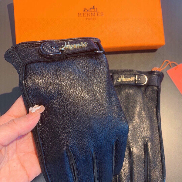 GLOVES IN BLACK DEERSKIN WITH LAMB FUR LINING 465015