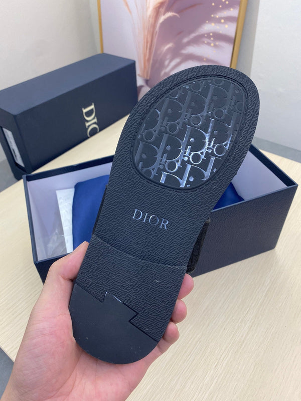 CD DOUBLE STRAP SLIPPER BLACK JACQUARD