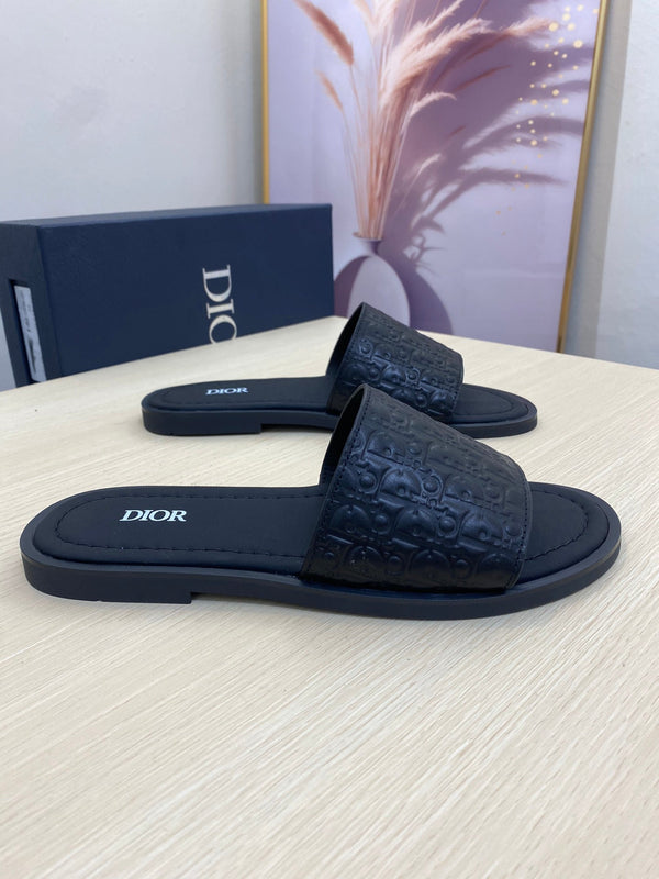 CD SLIDE ALIDAS SLIPPER BLACK MONOGRAM CALFSKIN
