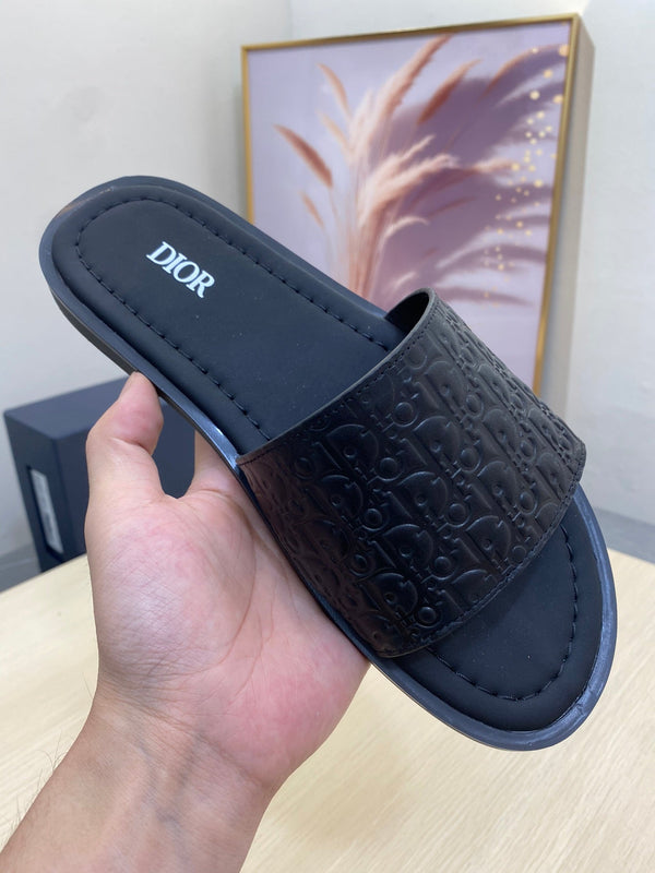 CD SLIDE ALIDAS SLIPPER BLACK MONOGRAM CALFSKIN