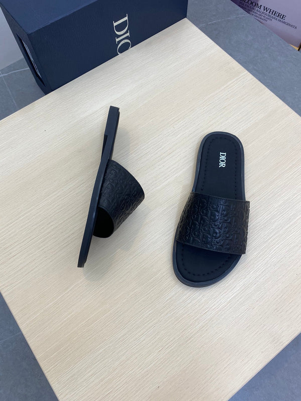 CD SLIDE ALIDAS SLIPPER BLACK MONOGRAM CALFSKIN