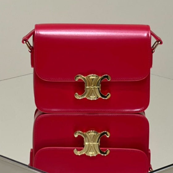 MINI CLAUDE 22 PELLE DI VITELLO LUCIDA ROSSO CILIEGIA