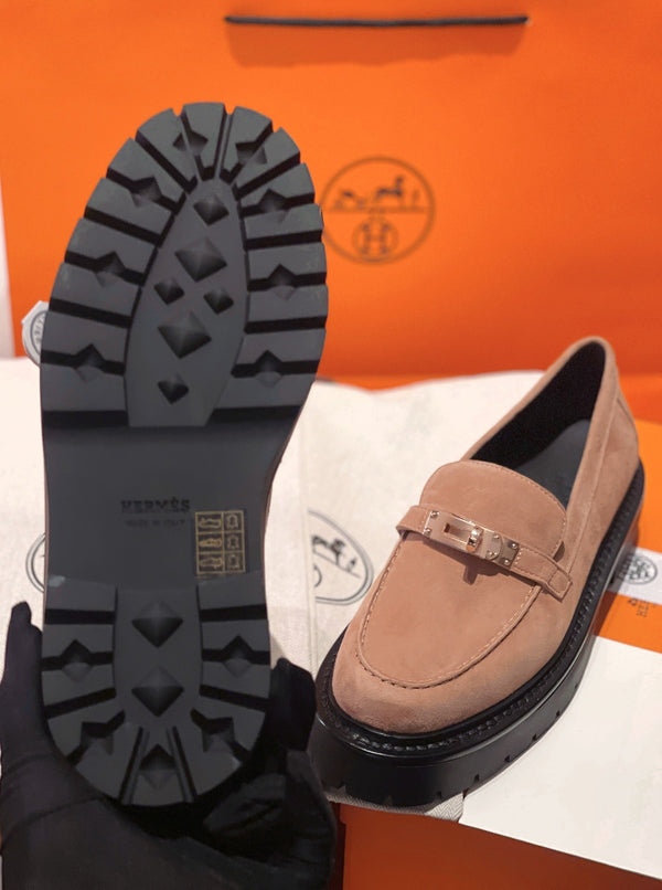 HM Icone Loafer In Light Coral Pink Suede 100106