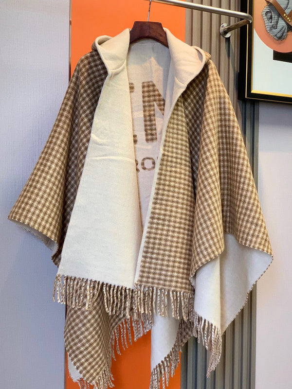 PONCHO FF 160 CM IN CASHMERE E LANA BEIGE