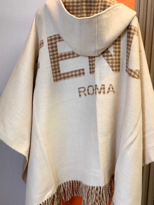 PONCHO FF 160 CM IN CASHMERE E LANA BEIGE