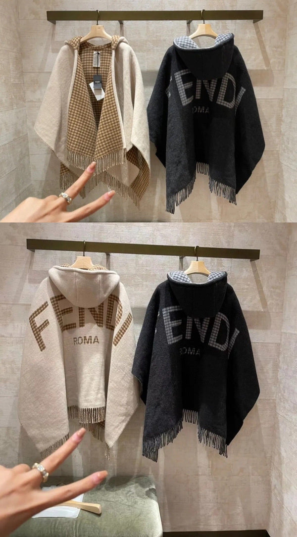 PONCHO FF 160 CM IN CASHMERE E LANA BEIGE