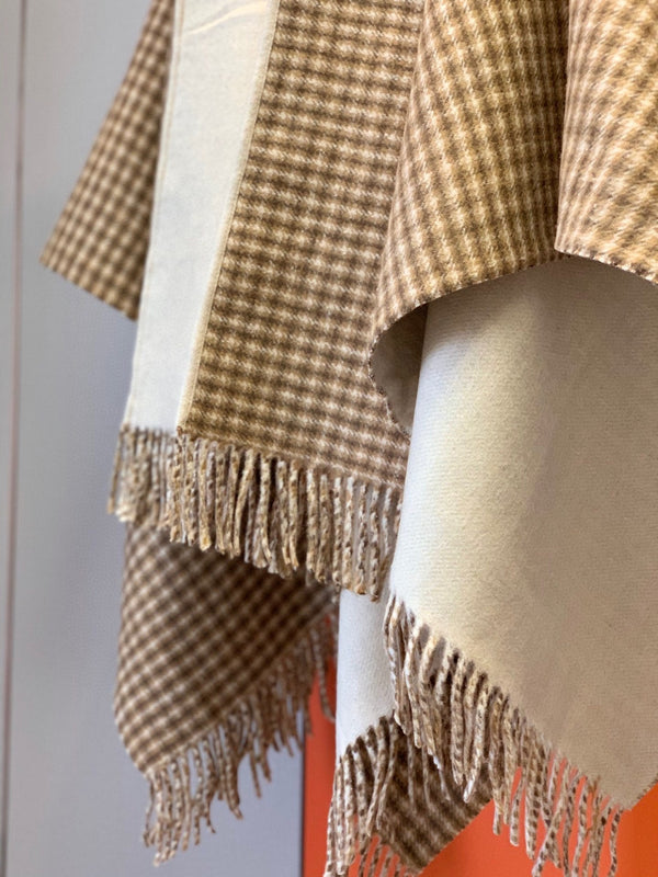 PONCHO FF 160 CM IN CASHMERE E LANA BEIGE