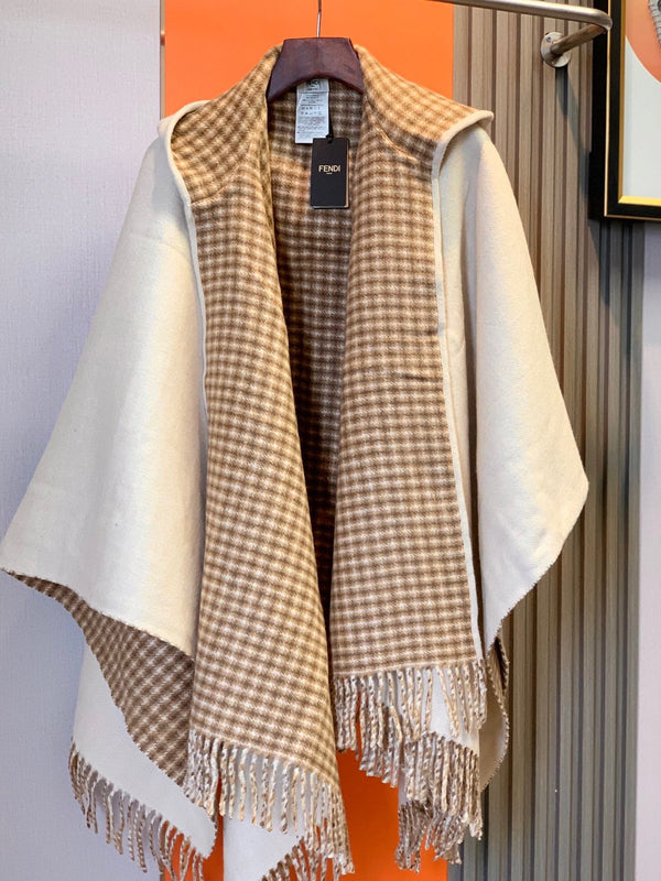 PONCHO FF 160 CM IN CASHMERE E LANA BEIGE
