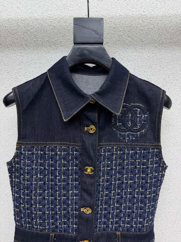 CC 2026 Denim Dress Navy Blue Cotton 398280