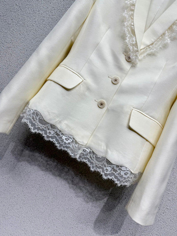 CD 26s Bar Jacket White Wool Silk Lace 398262