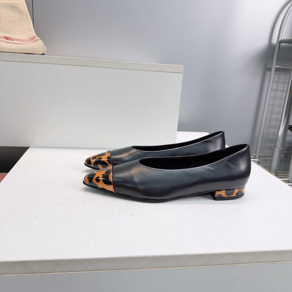 LP Rebecca Cap-Toe Ballet Flats 26s Black Tortoiseshell Leather 107409