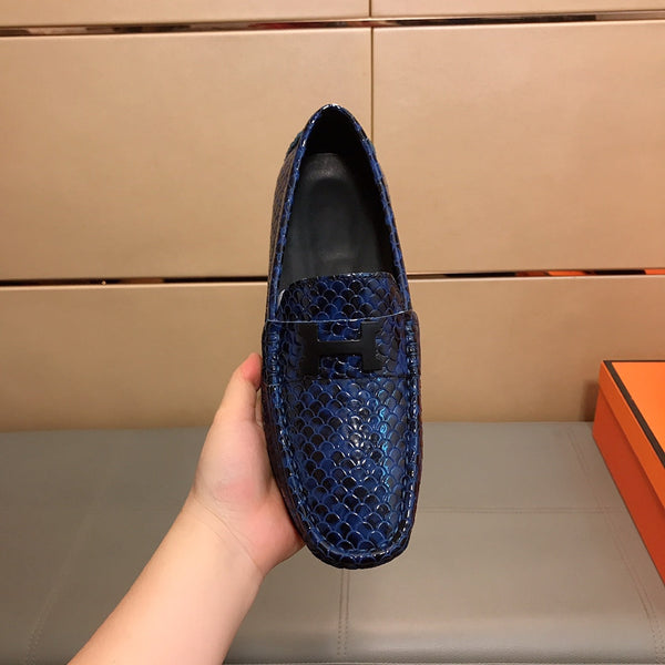 HM Men's Loafer Navy Blue Cowhide 529720