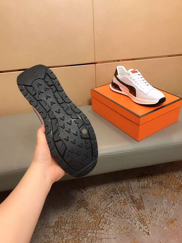 SNEAKERS LV IN PELLE DI VITELLO GRIGIO MIX MARRONE E TESSUTO STAMPATO CON LOGO