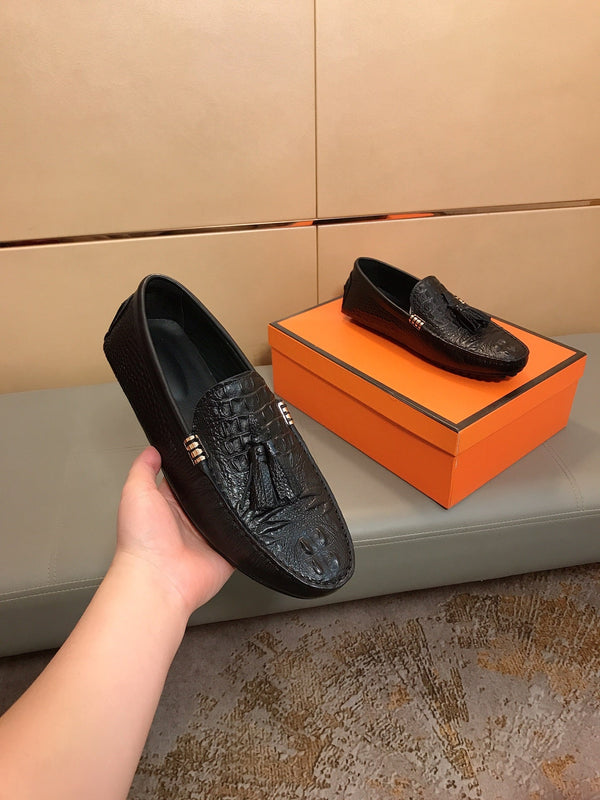 LV LOAFERS BLACK EMBOSSED CALFSKIN WITH TASSEL