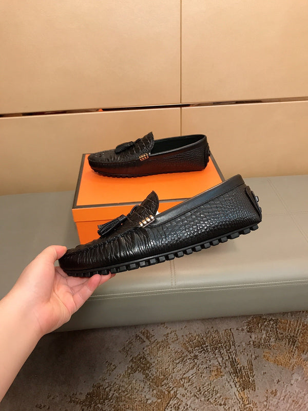 LV LOAFERS BLACK EMBOSSED CALFSKIN WITH TASSEL