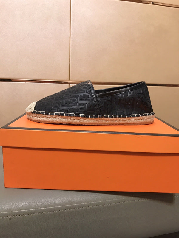 CD PARADISE ESPADRILLE LOAFER BLACK EMBOSSED CALFSKIN