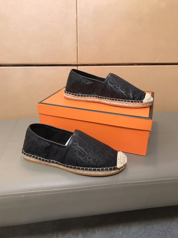 CD PARADISE ESPADRILLE LOAFER BLACK EMBOSSED CALFSKIN