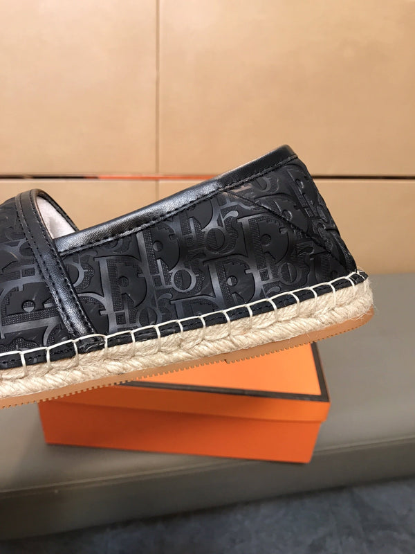 CD PARADISE ESPADRILLE LOAFER BLACK EMBOSSED CALFSKIN