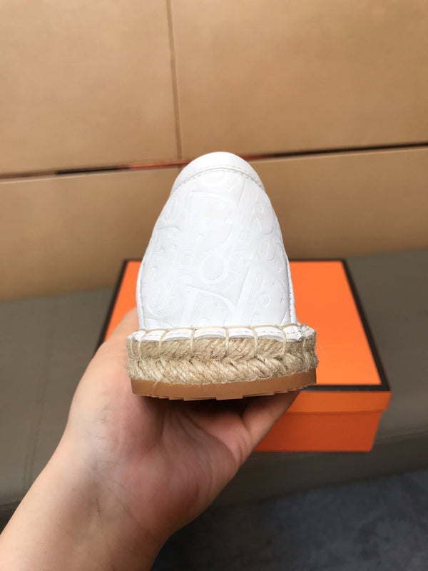 CD PARADISE ESPADRILLE LOAFER WHITE EMBOSSED CALFSKIN