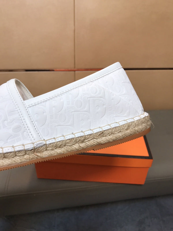 CD PARADISE ESPADRILLE LOAFER WHITE EMBOSSED CALFSKIN