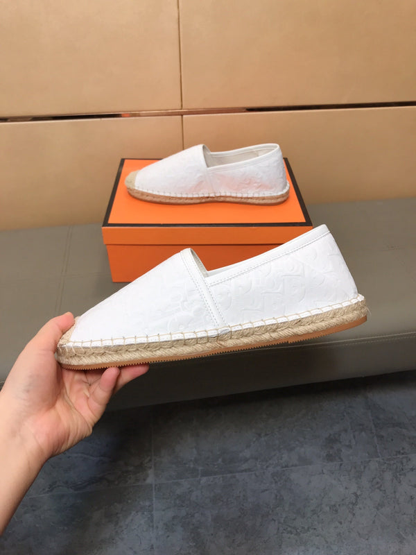 CD PARADISE ESPADRILLE LOAFER WHITE EMBOSSED CALFSKIN