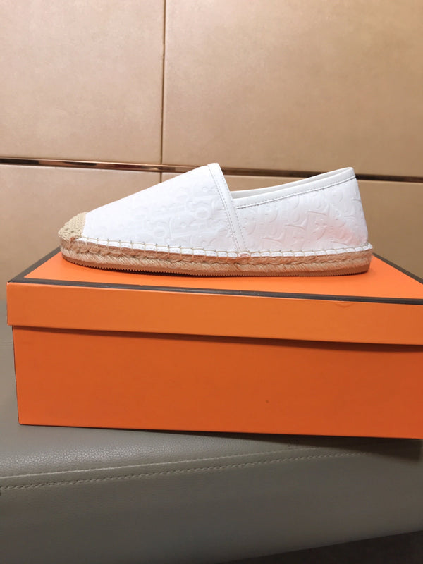 CD PARADISE ESPADRILLE LOAFER WHITE EMBOSSED CALFSKIN