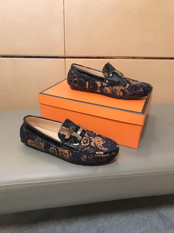 HM Men's Flower Loafer Multicolor Printed Fabric Pigskin 685513