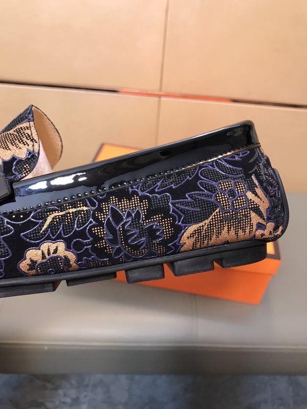 HM Men's Flower Loafer Multicolor Printed Fabric Pigskin 685513