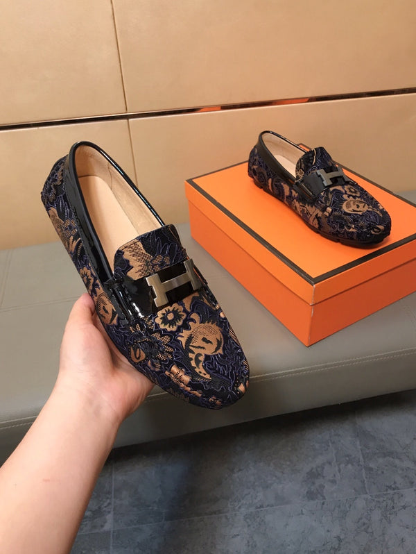 HM Men's Flower Loafer Multicolor Printed Fabric Pigskin 685513