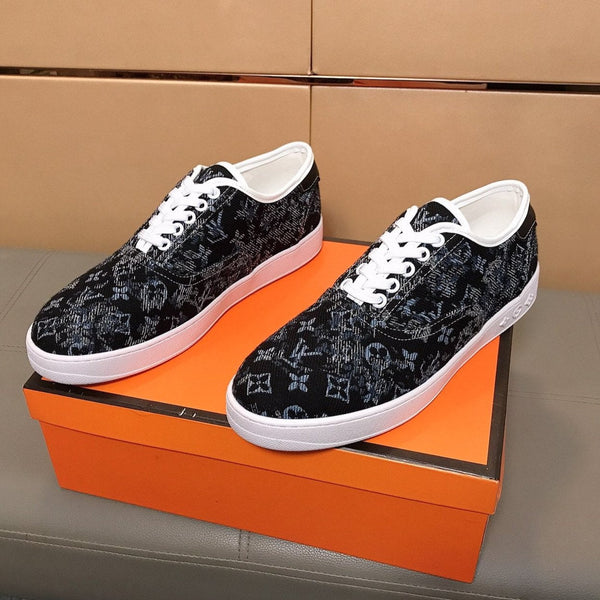 LV TRAINER BLACK MIX BLUE MONOGRAM JACQUARD