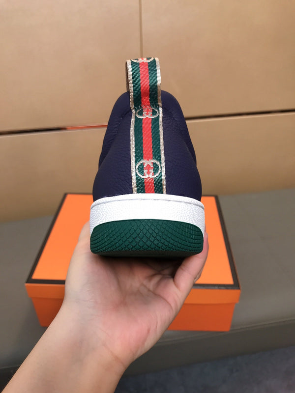 GG Men's Slip On Brown Cowhide Printed Fabric 525192