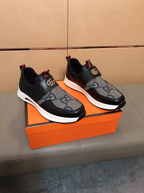 GG Men's Slip on Black Blue Cowhide Canvas 530403