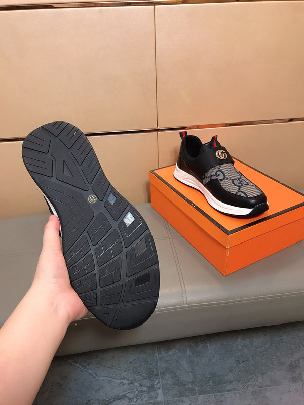 GG Men's Slip on Black Blue Cowhide Canvas 530403