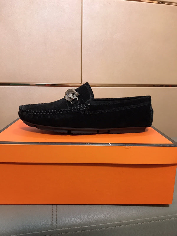 Mocassino GG da uomo 25 Snake in pelle scamosciata nera 748028