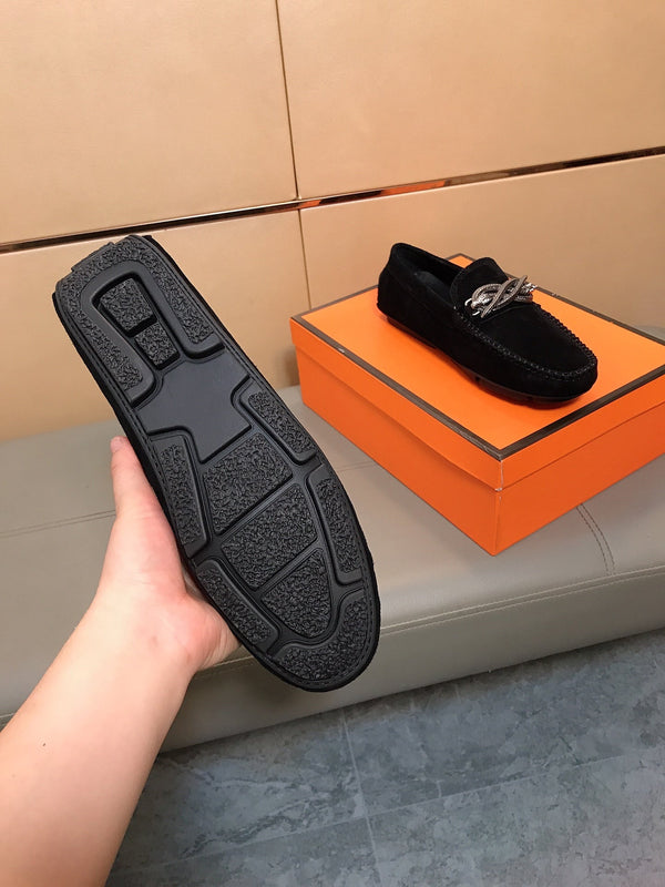 Mocassino GG da uomo 25 Snake in pelle scamosciata nera 748028