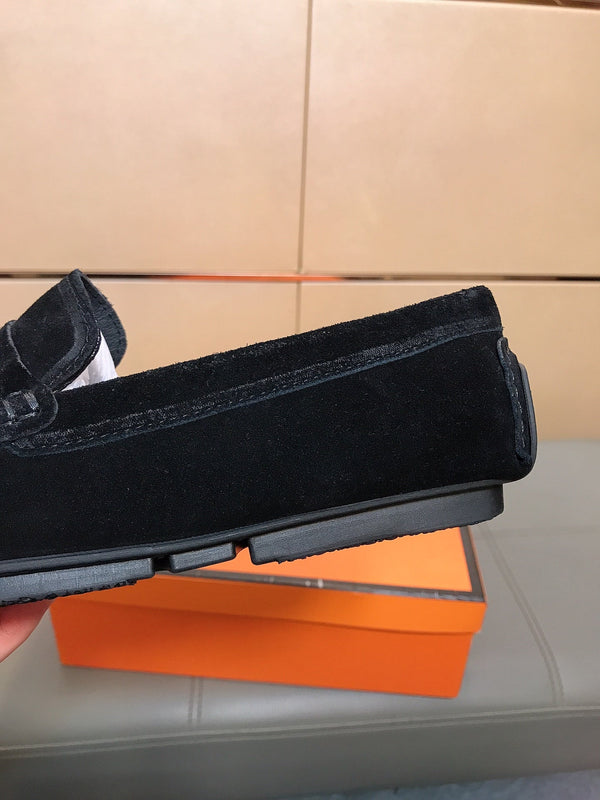 Mocassino GG da uomo 25 Snake in pelle scamosciata nera 748028