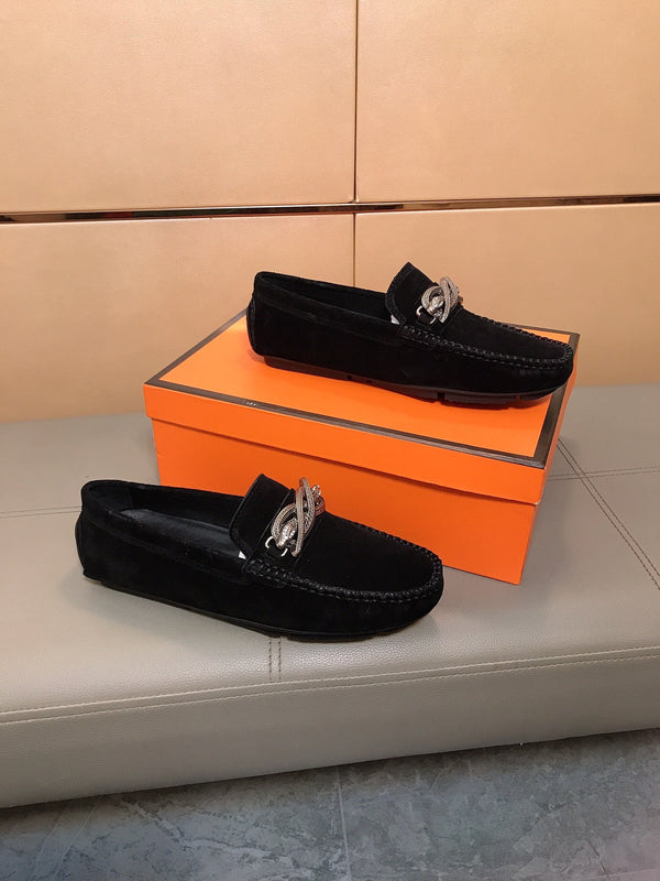 Mocassino GG da uomo 25 Snake in pelle scamosciata nera 748028