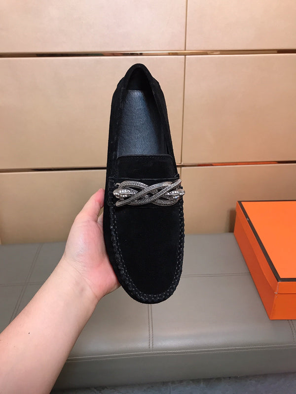 Mocassino GG da uomo 25 Snake in pelle scamosciata nera 748028