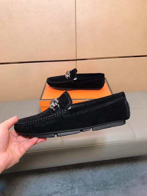 Mocassino GG da uomo 25 Snake in pelle scamosciata nera 748028