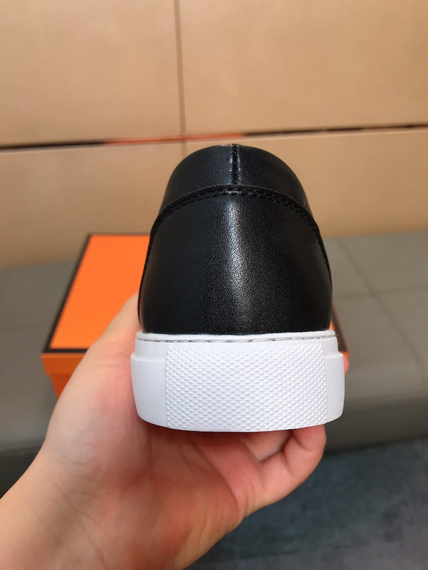 HM Men's Loafer Black Printed Fabrics Rubber 590009