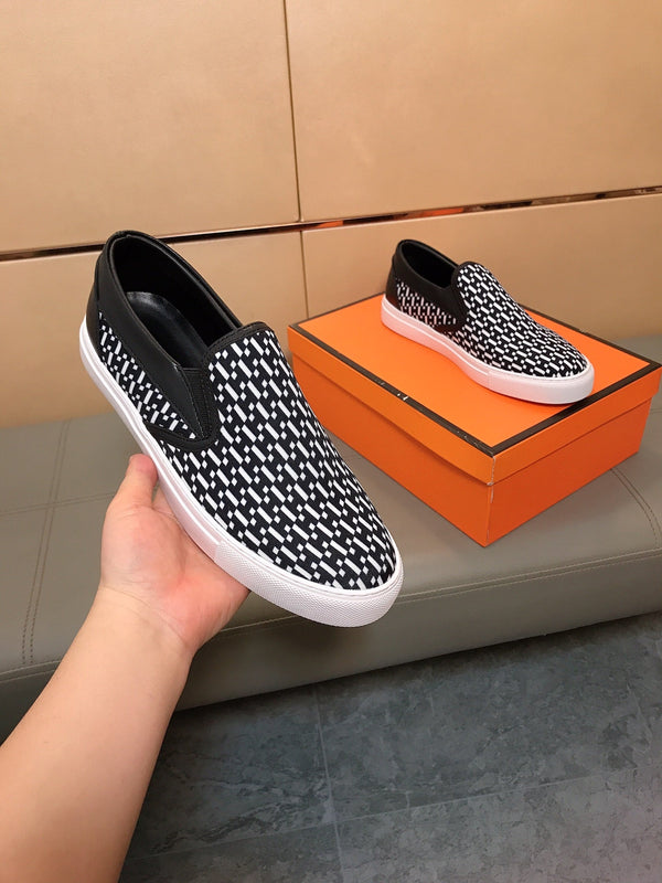 HM Men's Loafer Black Printed Fabrics Rubber 590009