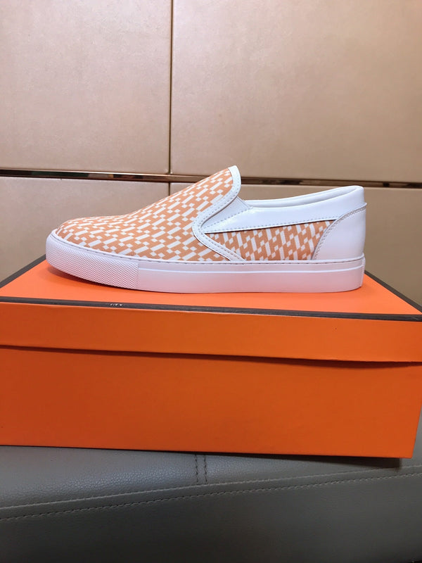 Mocassini da uomo HM in tessuto stampato arancione e gomma 590007