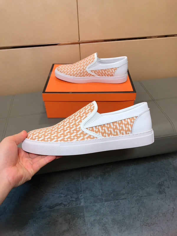 Mocassini da uomo HM in tessuto stampato arancione e gomma 590007