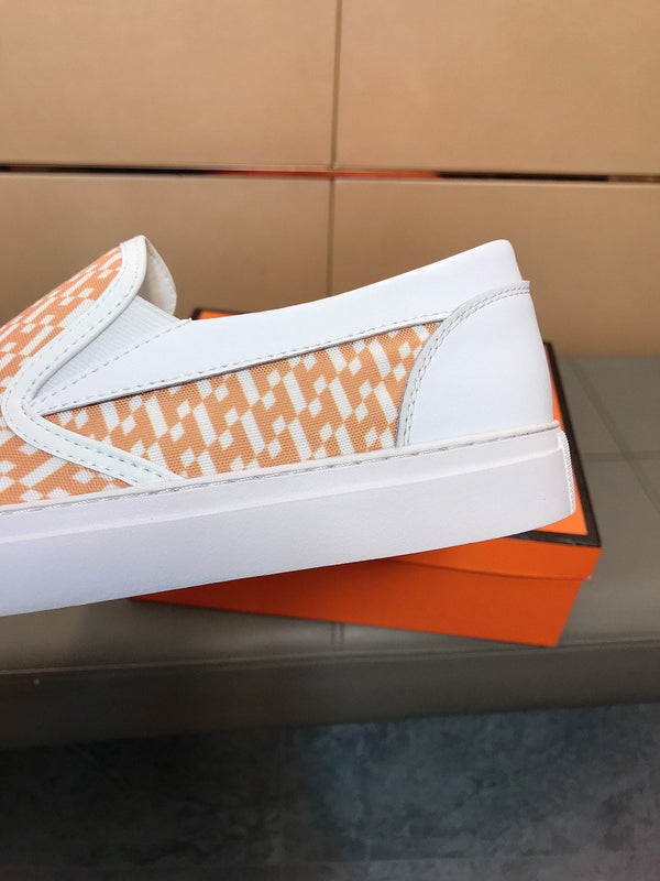 Mocassini da uomo HM in tessuto stampato arancione e gomma 590007