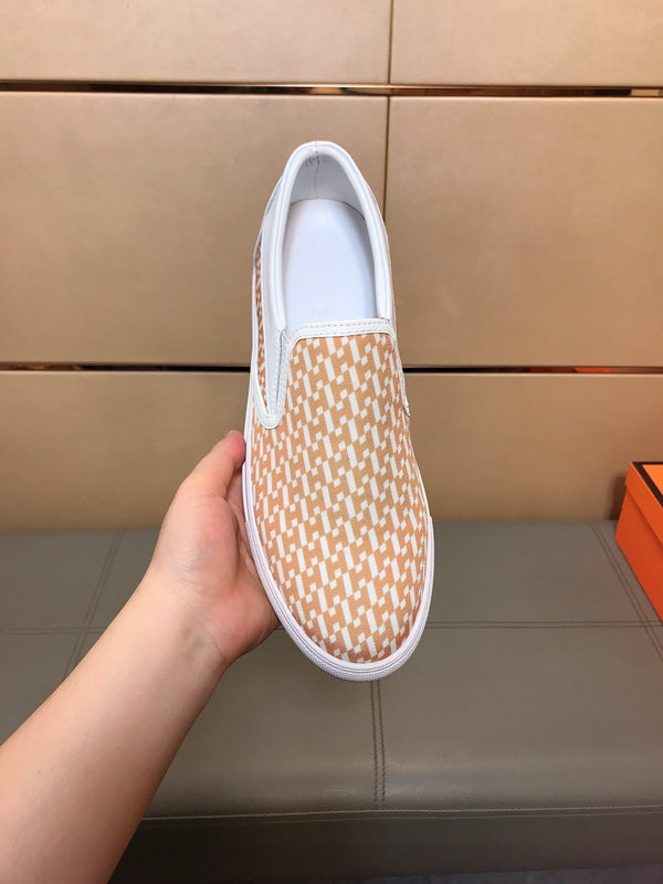 Mocassini da uomo HM in tessuto stampato arancione e gomma 590007