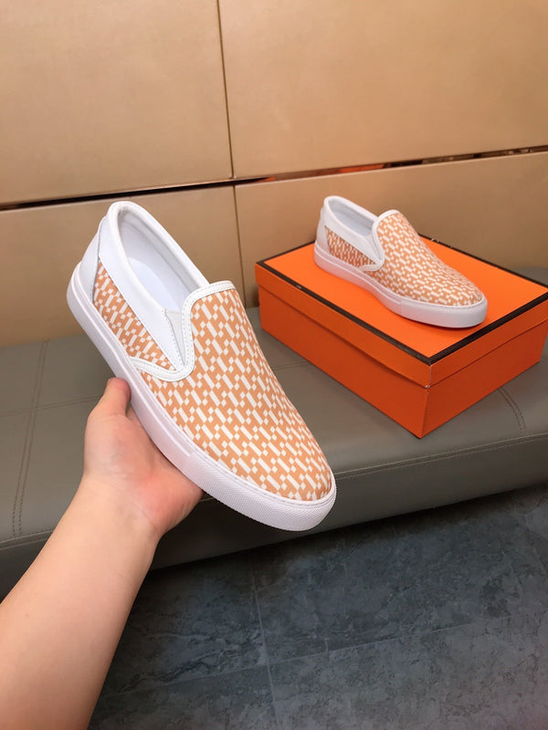 Mocassini da uomo HM in tessuto stampato arancione e gomma 590007